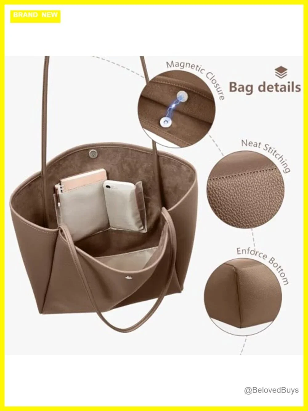 Vegan Leather Suede Hobo Tote Bag Large 16L Shoulder Work Travel Purs